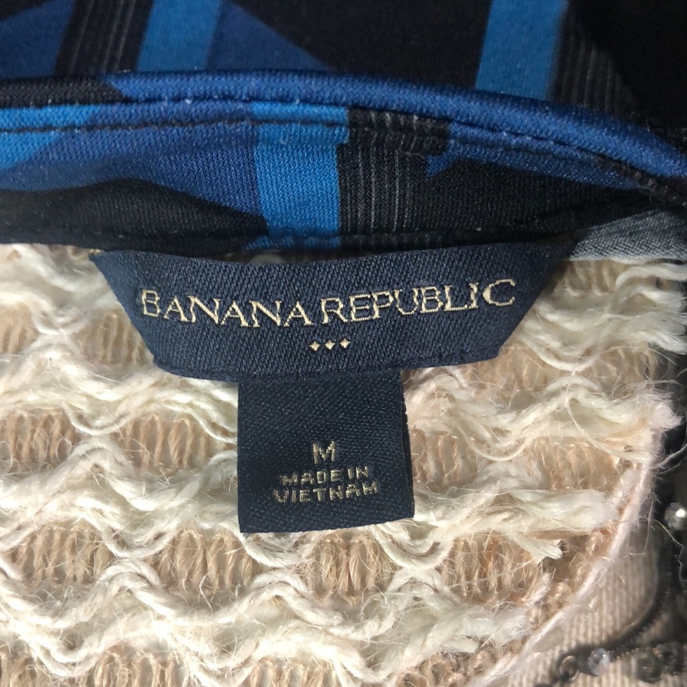 Banana Republic Shift Dress Med blue/black geometric pattern office to dinner - Picture 5 of 7